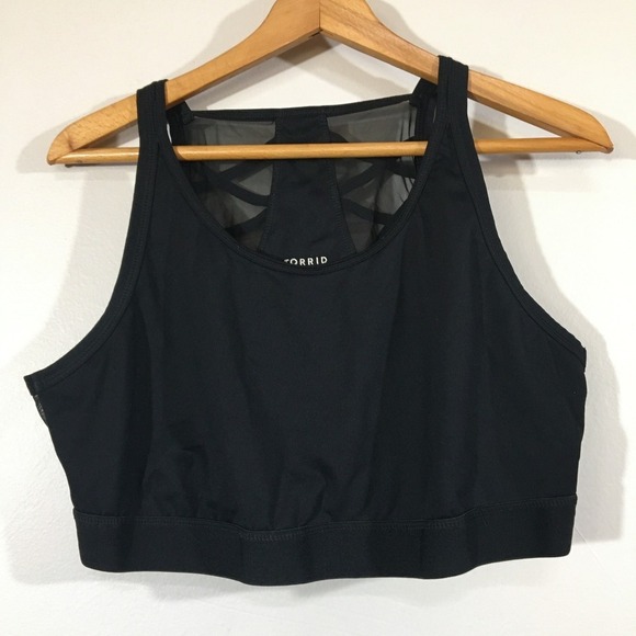 Torrid Active Black Lattice & Mesh Back Athletic Sports Bra -Plus Size 2 Workout - Picture 2 of 7